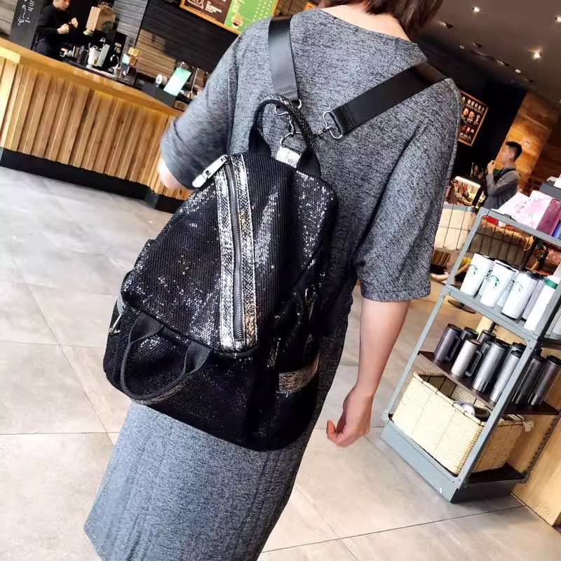 Luxury Zipper Bags - Новые женские нейлоновые рюкзаки с блестками,