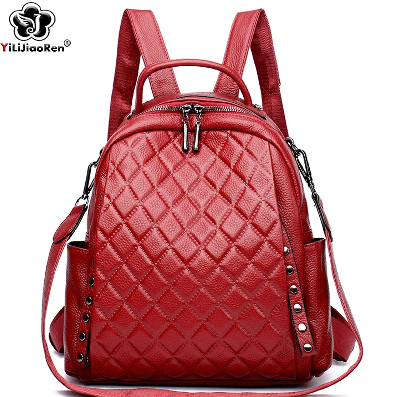 Luxury Zipper Bags - Рюкзак из натуральной кожи, женская сумка