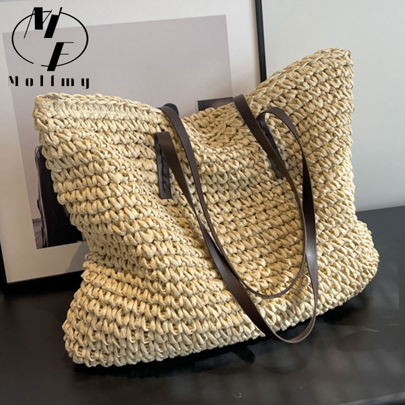Luxury Bags Collection - Плетеные сумки-тоут из соломы, повседневные, большие,