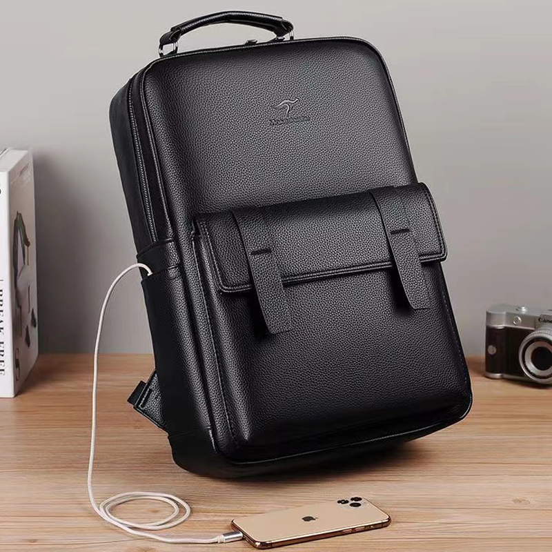 Luxury Zipper Bags - Мужской роскошный кожаный рюкзак с USB-интерфейсом,